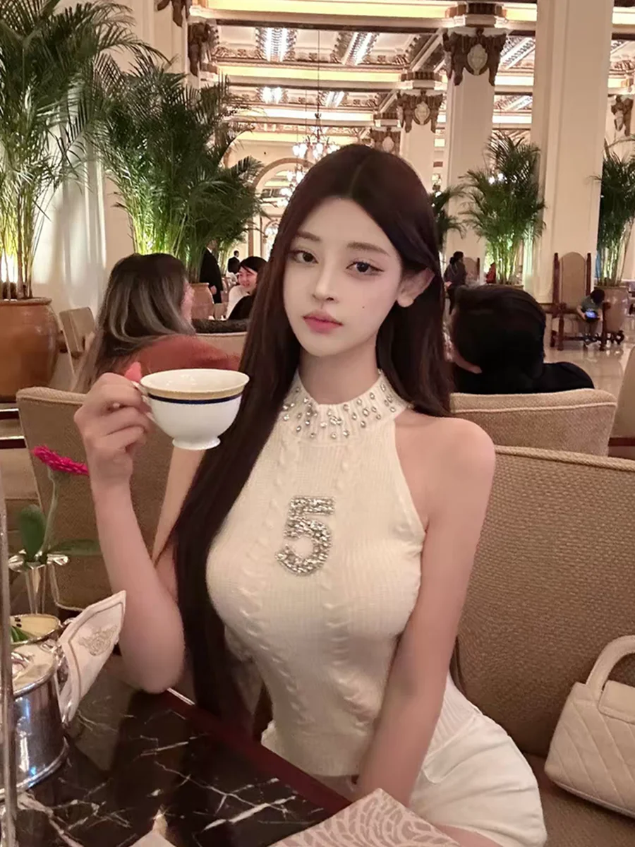 

Женский летний вязаный жилет с дизайном в стиле «Heavy Duty Nail Drill», новый стиль, сексуальный, без рукавов, облегающий, мягкий, с круглым вырезом, верхняя одежда