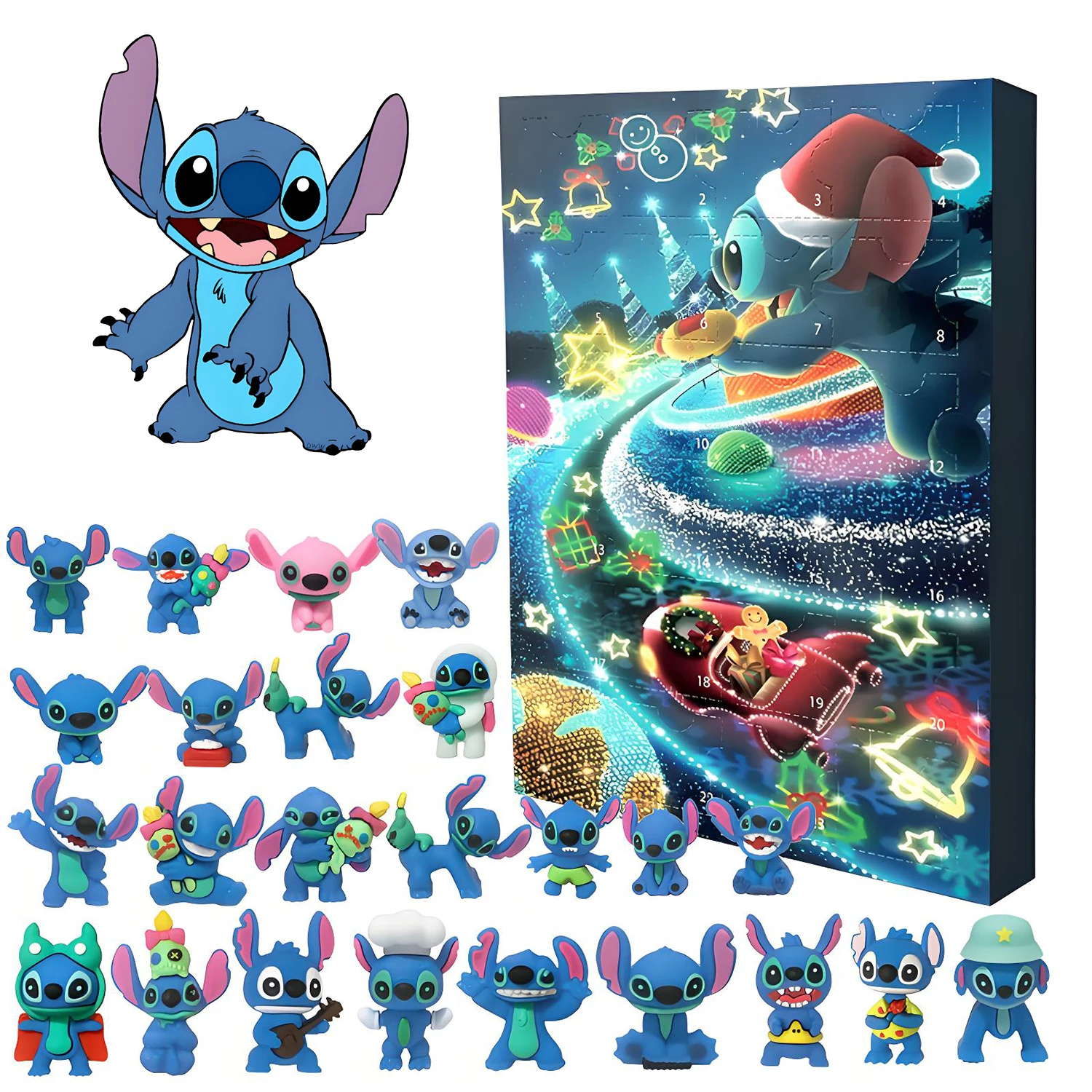 

Адвент-календарь Disney Stitch, аниме-фигурка, модель, Новый год, 24-дневный обратный отсчет, слепая коробка, рождественский обратный отсчет, детские игрушки, подарок