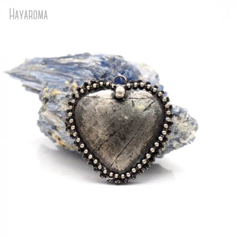 10Pcs Wholesale Soldered Heart Point Vintage Gift For Her Handmade Jewelry Antique Silver Color Tin Pyrite Pendant PM42829