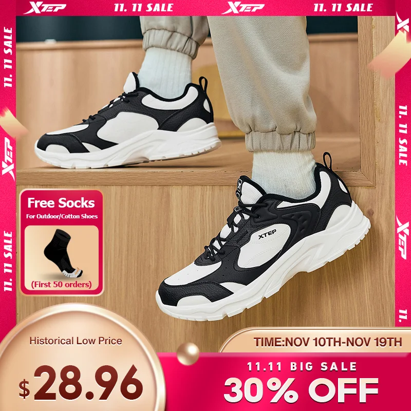 

Мужские хлопковые кроссовки Xtep, сезон зима 2024, теплая мягкая спортивная обувь, модные долговечные удобные кроссовки в стиле ретро, 876419370025
