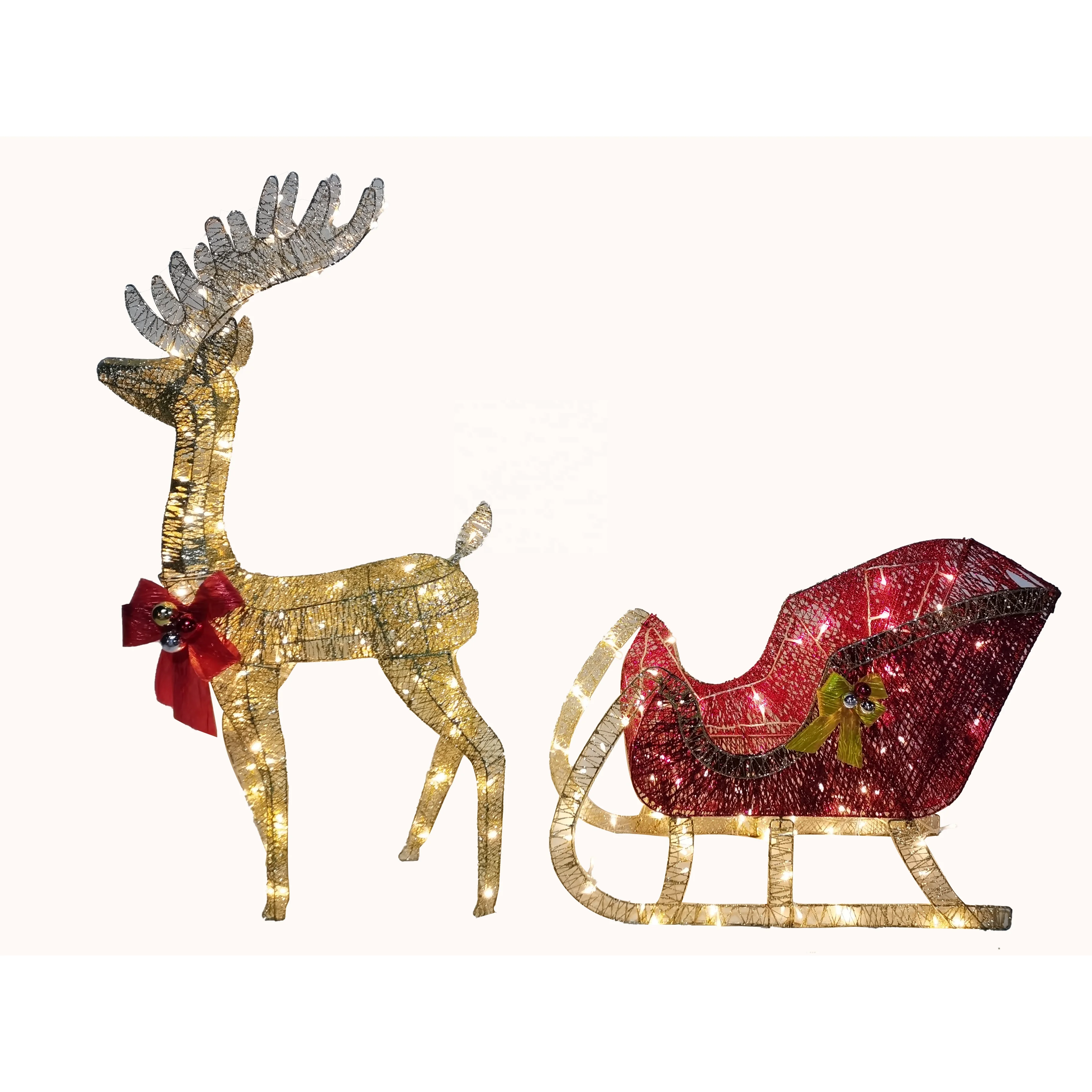 Christmas Deer Sledge Lights Deer Ornament Bs Ip44 45v Dc 36w Timer 6 Hours On And 18 Hours Off Energy Saving