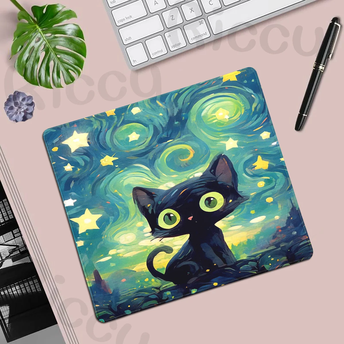 Starry Sky Black Cat Mousepad Office Computer Small Mouse Pad Table Big Keyboard Desk mat Laptop Non-slip Cushion Gaming Mat