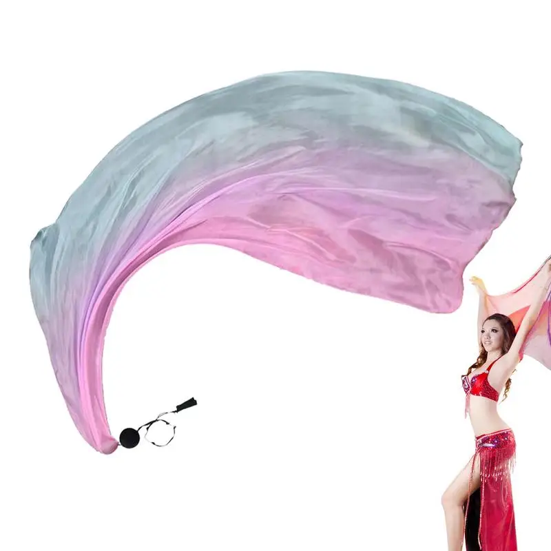 Dance Silk Veil Belly Dance Silk Scarf Veils Poi Streamer Gradual Colors Silk Poi Flags With Poi Ball Belly Dance Silk Scarf