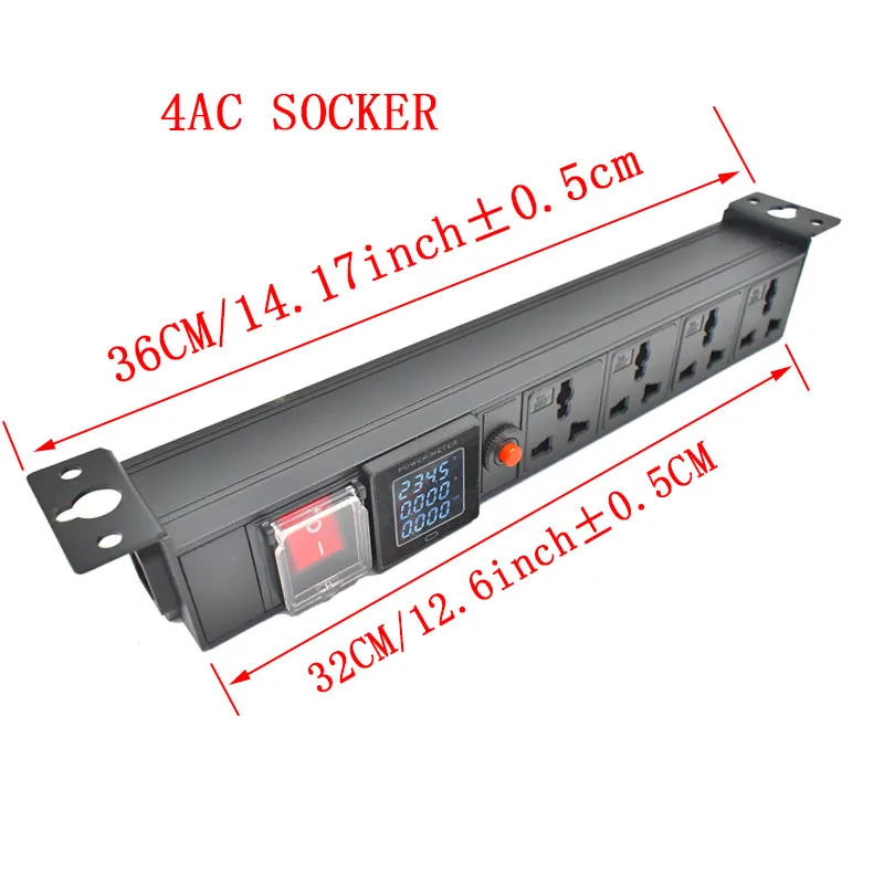 Imagem -03 - Fita de Alimentação Pdu com Display Digital e Amperímetro Tomada Universal Swtist Proteção contra Sobrecarga Compatível Eua ue Reino Unido au Tailândia