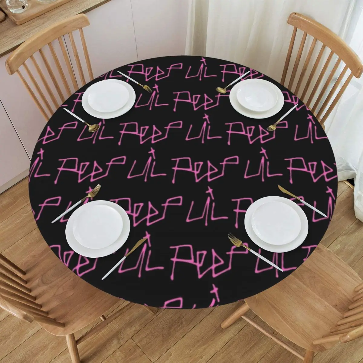 Logo Lil Peep Waterproof Round Tablecloth Oilproof Table Cloth for Kitchen Events Dining Table Cover