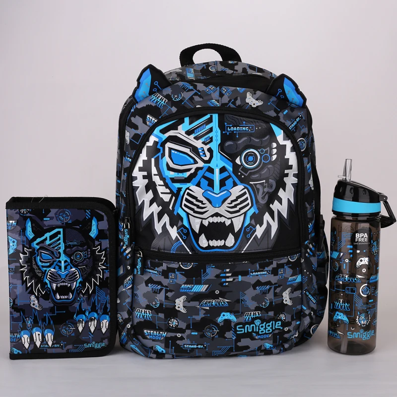 In Stock Origin Australia Smiggle Tiger School Bag Children Student Stationery Pen Case Double Shoulder Backpack Student Gift