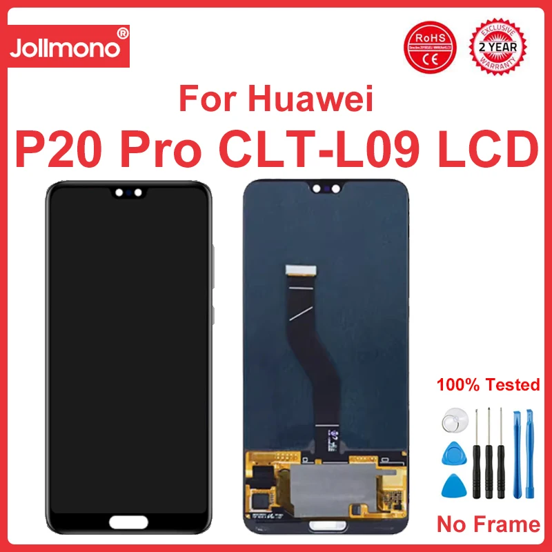 100%  6.1'' For Huawei P20 Pro LCD Display Touch Screen Digitizer Assembly For Huawei P20 Pro CLT-L09 CLT-L29 LCD Screen