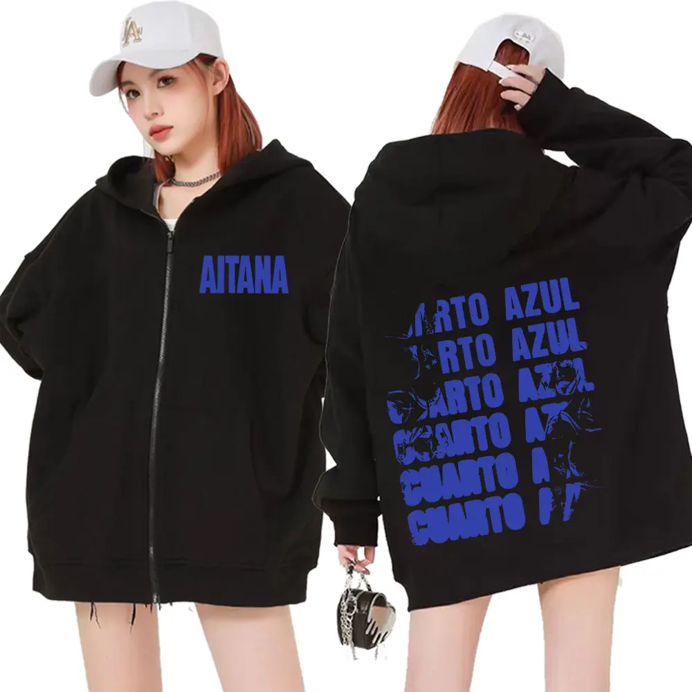 

Певица Aitana Cuarto Azul, пальто с принтом альбома, куртка для мужчин и женщин, модные ретро эстетические толстовки на молнии, большие толстовки на молнии