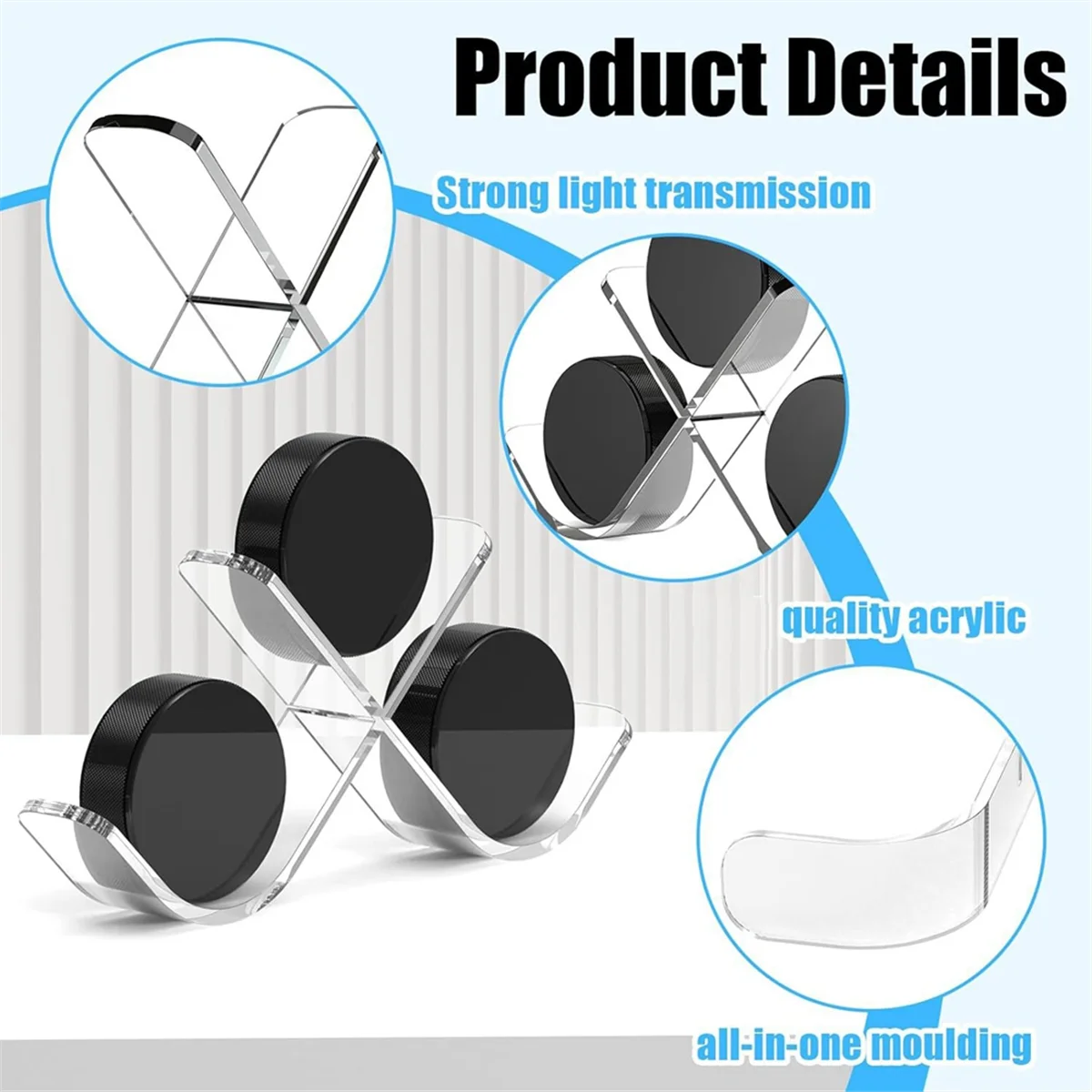 N18R Clear Hockey Puck Display Case Acrylic Hockey Puck Display Stand Sports for 3 Pucks Hockey Puck Holder Storage