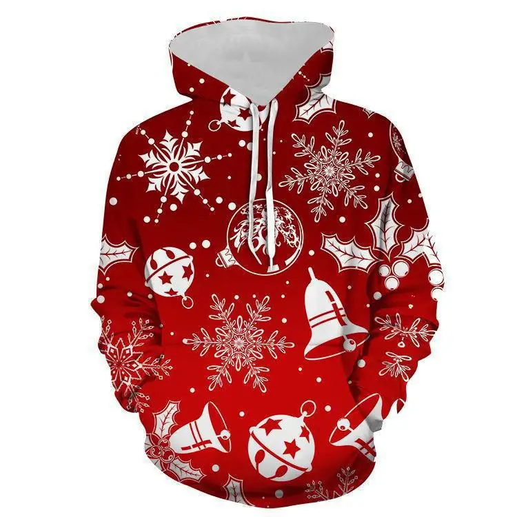 Hoodie de Papai Noel para casal, impressão digital 3D, camisola casual, camisola nova do Natal, 2023