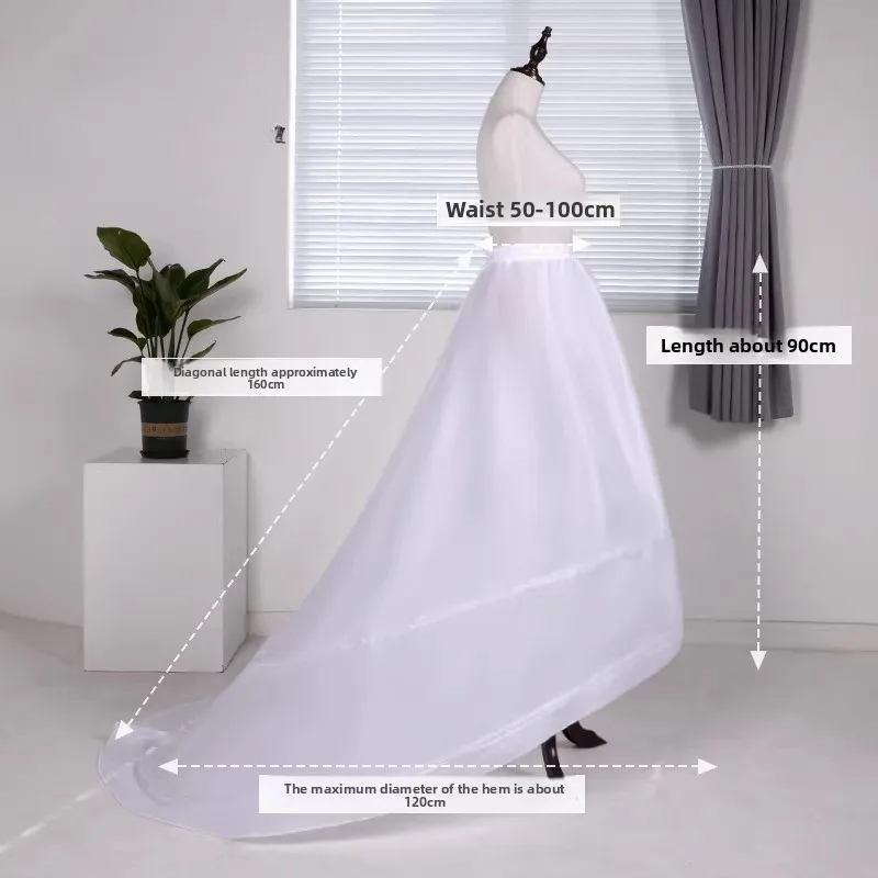 Qi-style Trailing Bustle, Enlarged and Super Fluffy, Adjustable Bridal petticoat Catwalk Hair-styling Fishbone Lined Skirt