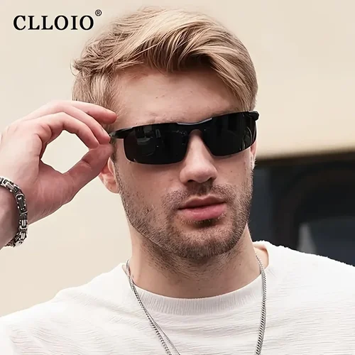 Imagen 2 del producto Marca CLLOIO, gafas De Sol polarizadas para hombre, montura De aluminio UV400, gafas De Sol antideslumbrantes, gafas De Sol para conducir para hombre, gafas De Sol sin montura
