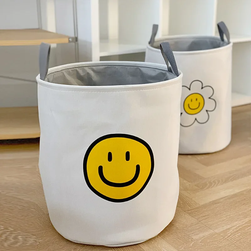 Storage Basket Fabric Laundry Hamper Cute Smiley Face Foldable Toys Storage Bins Gift Basket for Children Room Organizer Baskets