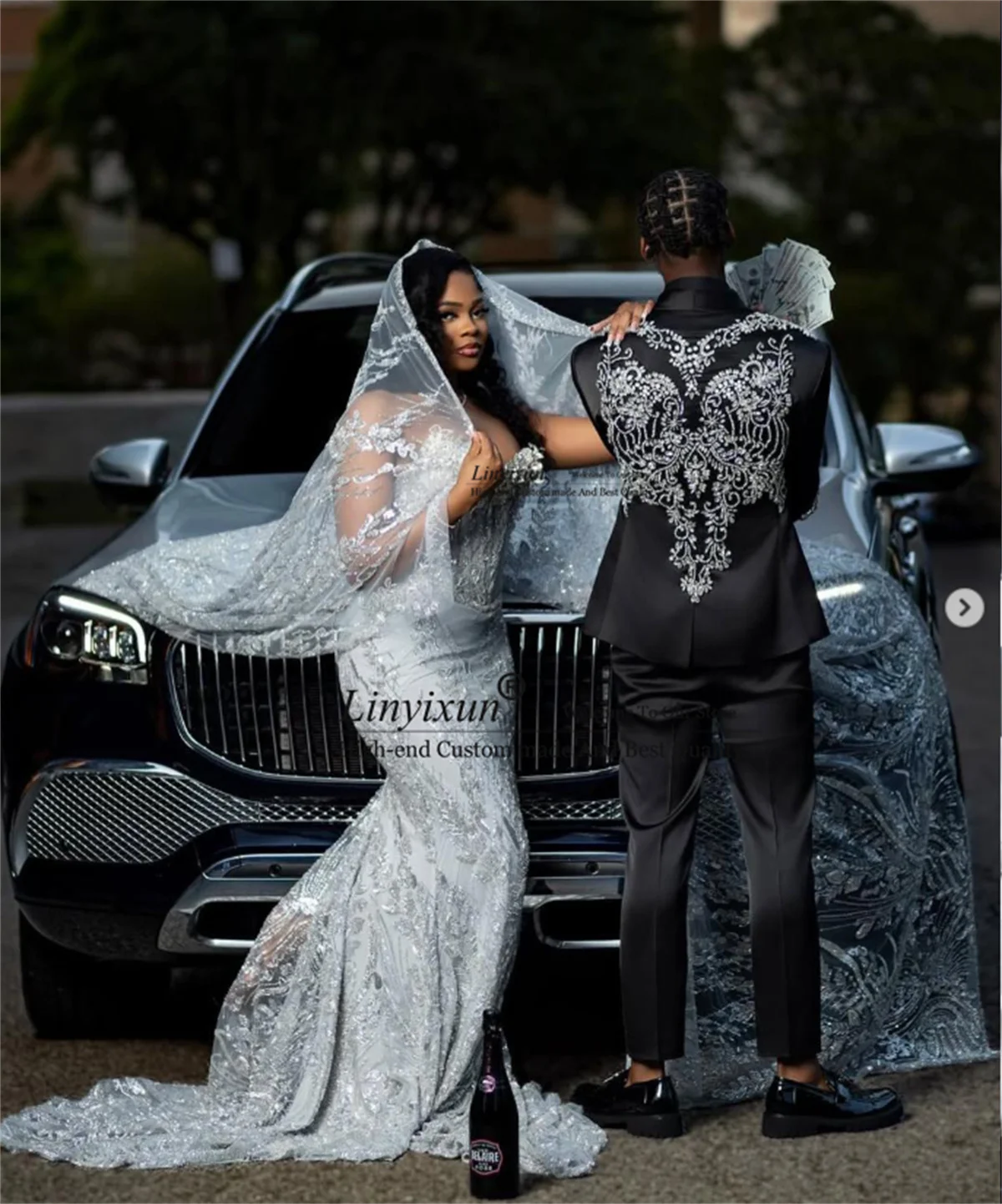 

Luxury Jewelry Ornament Men Suit 2 Piece Sets Male Prom Blazers Outfit Customized Wedding Groom Tuxedo Shawl Lapel Costume Homme