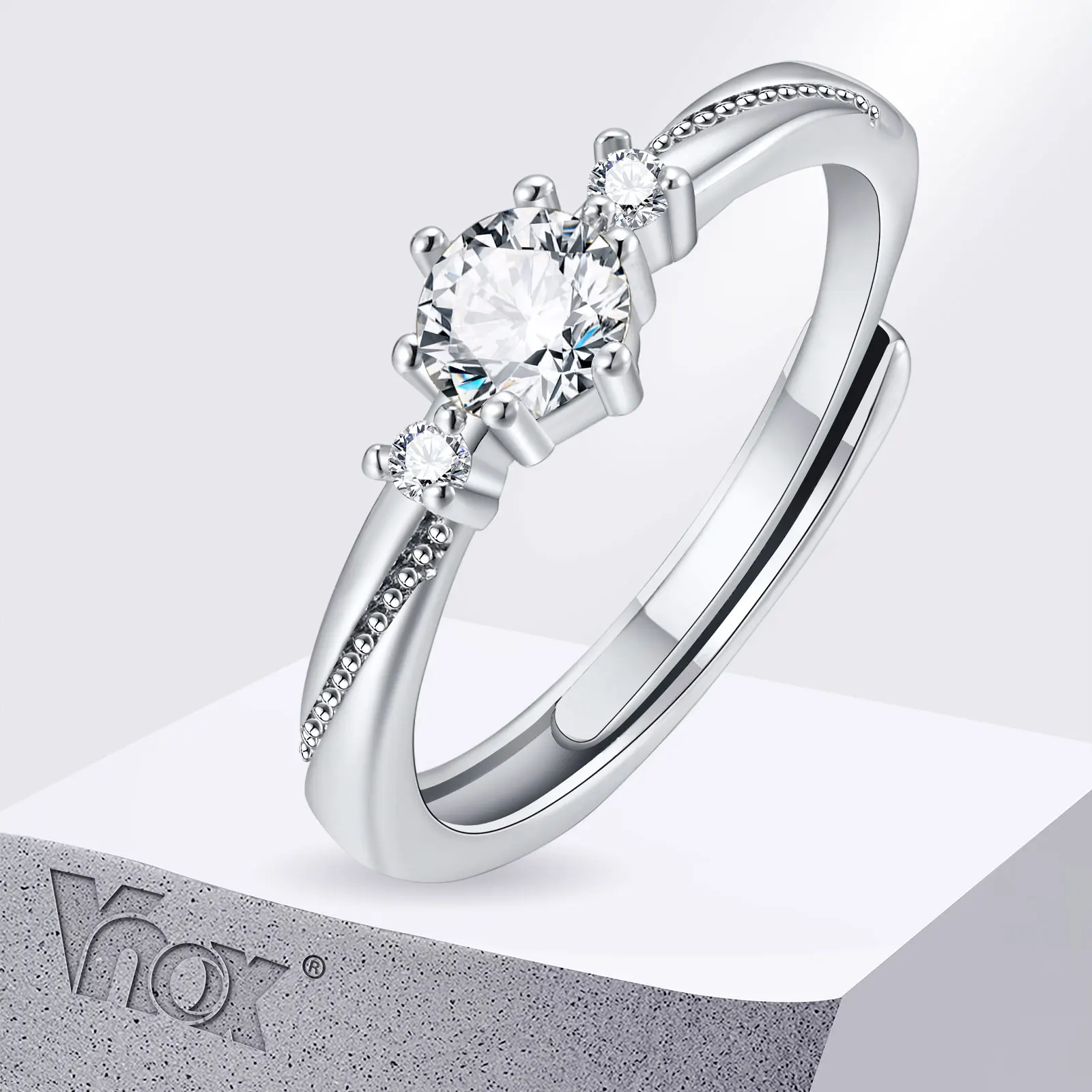 Vnox Solitaire Ring for Women, Bridal Solitaire Wedding Ring, Bling AAA CZ Stone Finger Band,Promise Engagement Anniversary Gift