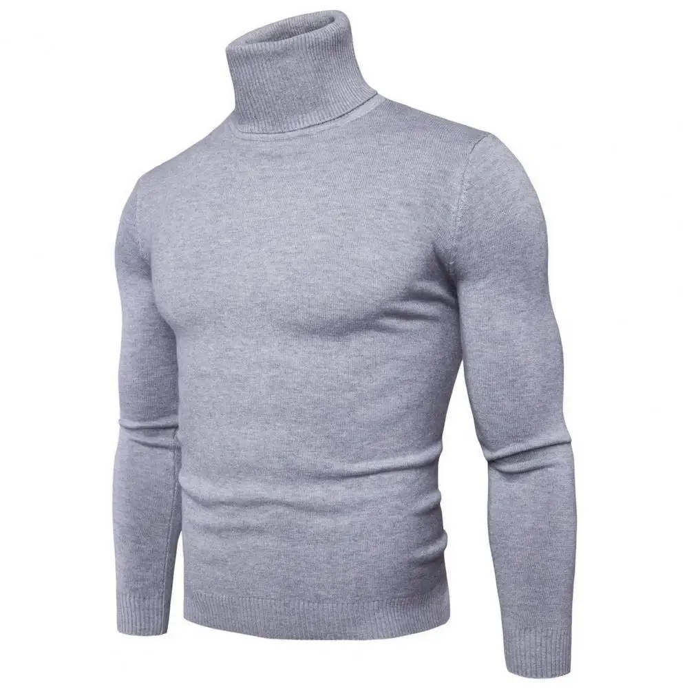 

Men Bottoming Top Slim High Collar Elastic Long Sleeves Pullover Warm Knitted Sweater Sport Sleep Clothes