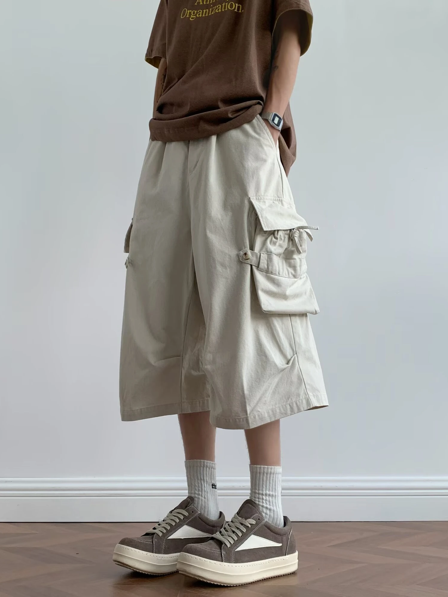 Calças Curtas Casuais de Verão com Pernas Largas para Homens e Mulheres, Jeans de Corte Reto Solto, Confortáveis e Respirávei...