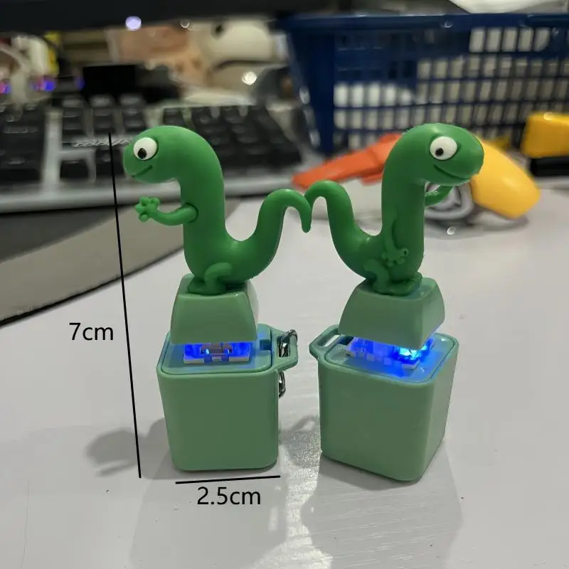 Lustiger Eidechsen-Schlüsselanhänger mit Knopfdruck-Sound und LED-Licht - Druckknopf-Schlüsselanhänger zur Stresslinderung – Detail 12
