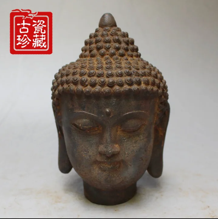 

China's Old Hand Engraving Old Iron Buddha Head