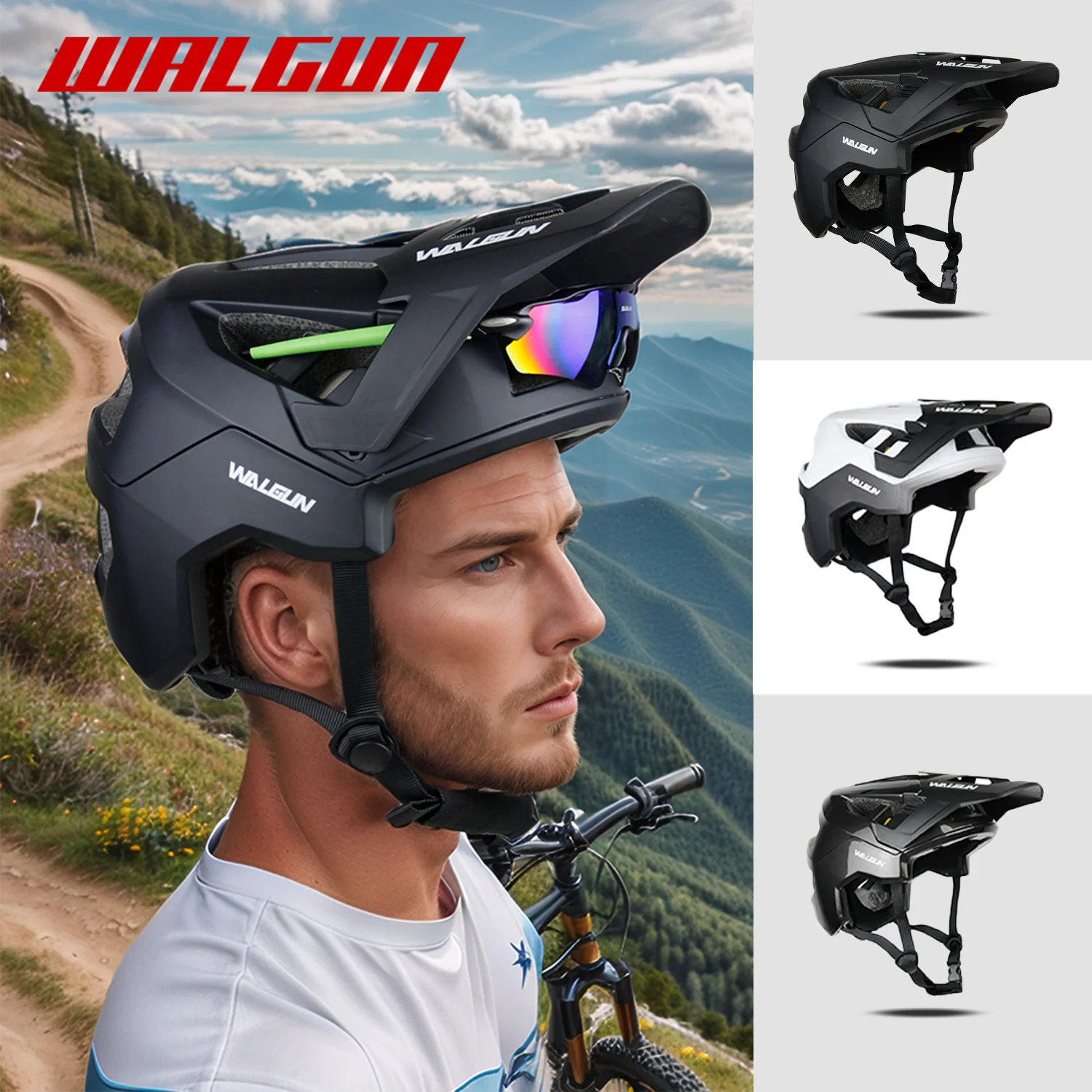 WALGUN Bicycle integrated Safety Helmet Portable MTB Mountain Bike Helmets Men Women Ciclismo Motociclista Black Cycling Helmet