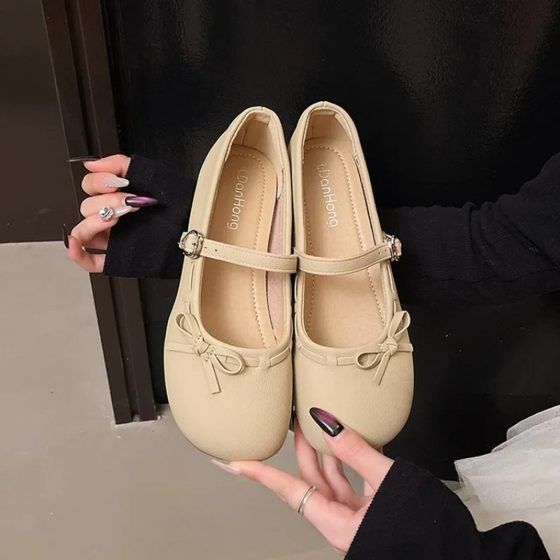 

Хит продаж: Новые женские балетки 2026 года, весенние, винтажные, с круглым носком, на мягкой подошве, элегантные, с бантом-бабочкой, для платьев