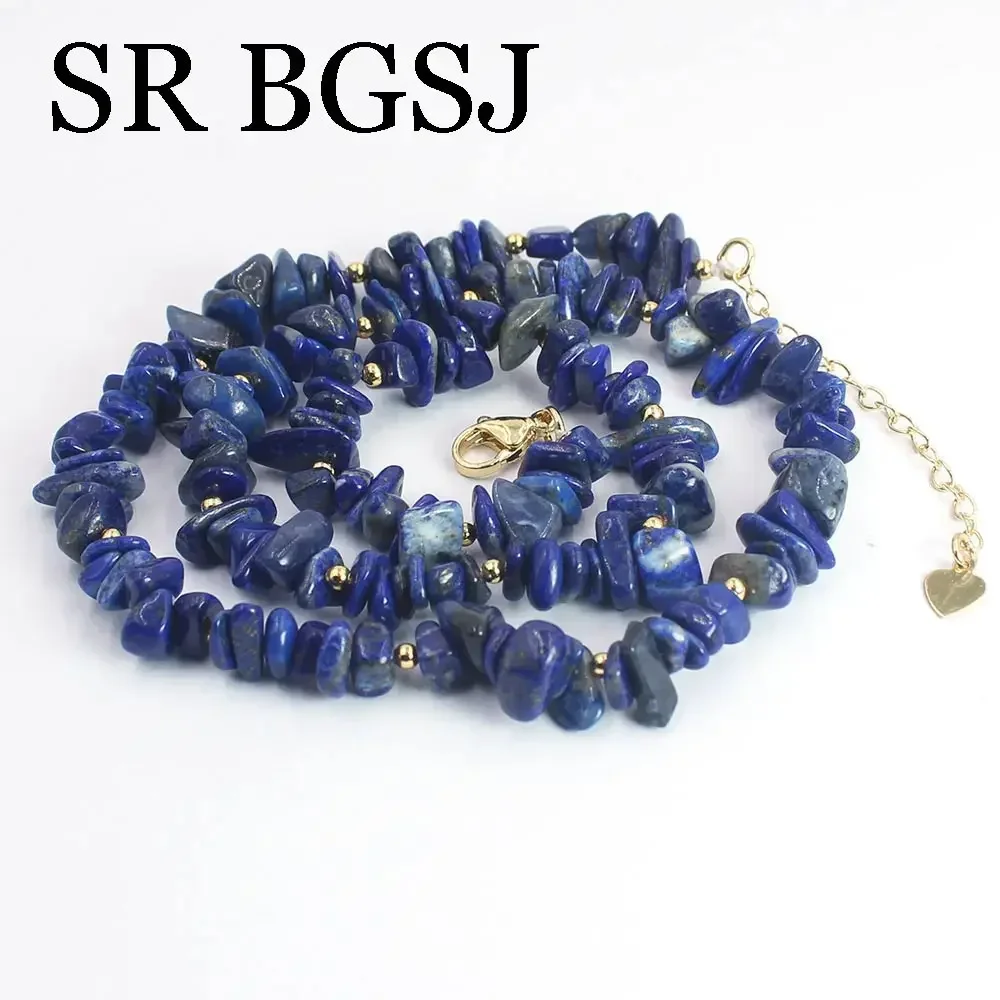 6-8mm Lapis Lazuli Natural Gems Stone Women Chockers Necklace Bracelet Earrings Elegant Wedding Gift Jewelry Set 17.5\