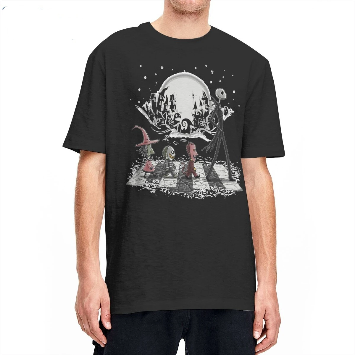 Men  Jack And Sally Nightmare Before Christmas T Shirt Cotton Clothes Vintage Short Sleeve Tee Shirt Original T-Shirt