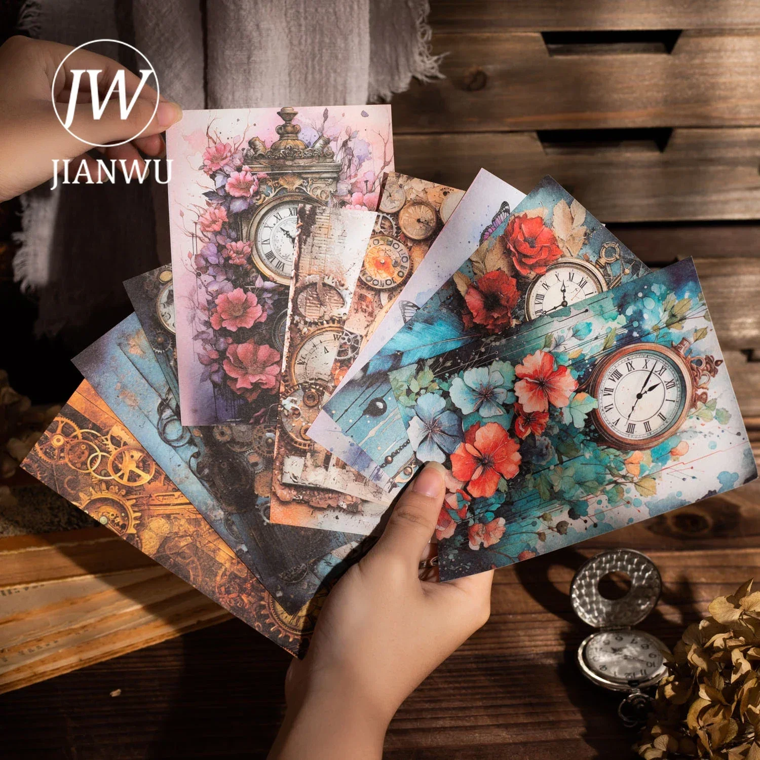 JIANWU Pendulum Trajectory Series Vintage Mechanical Clock Collage Decor Material Paper Creative DIY Junk Journal Stationery