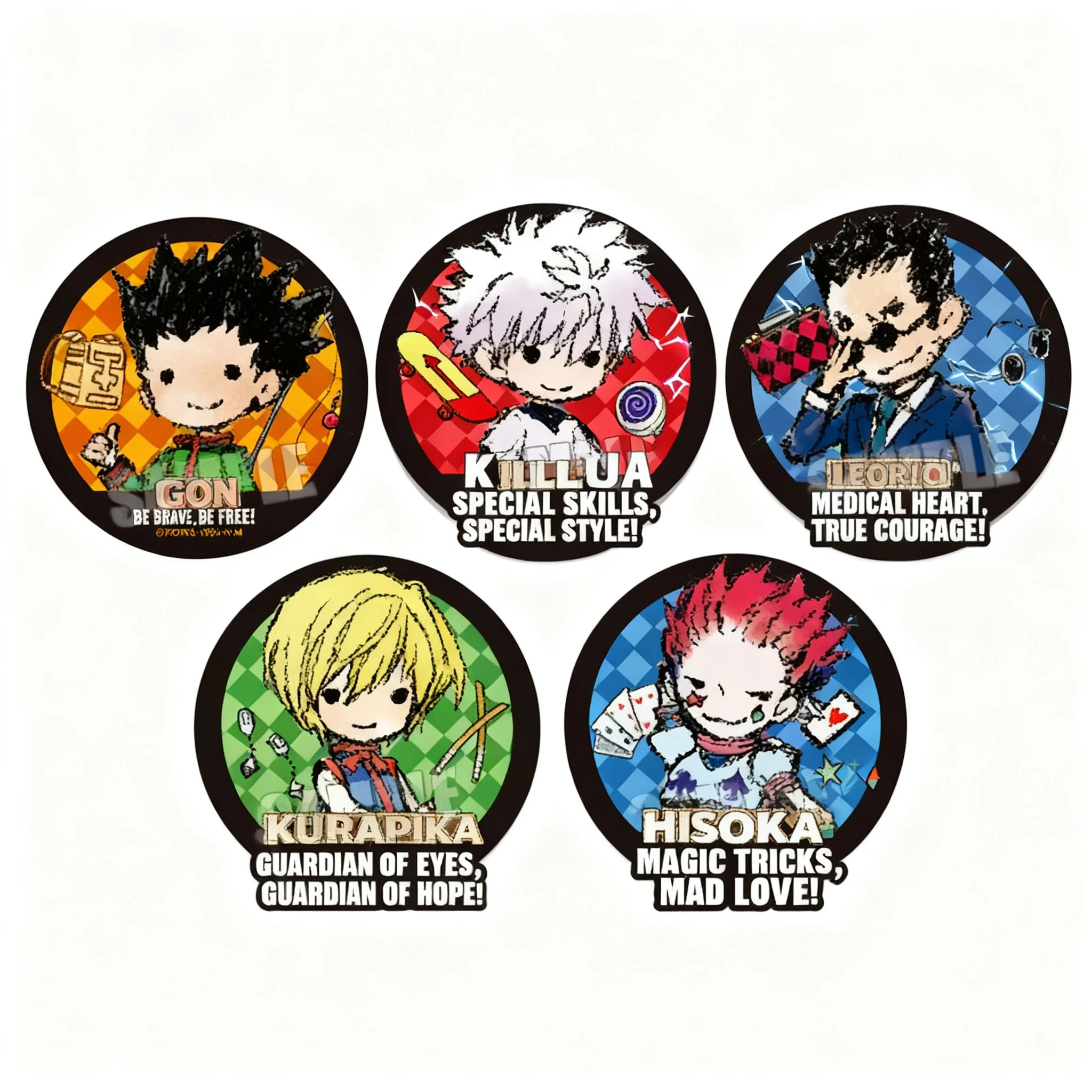 

Набор значков по аниме Hunter x Hunter: Хисока, Килуа, Курапика, Леорио, Гон (Q-версия), броши-значки, а также значки по аниме Fullmetal Alchemist Brotherhood Attack