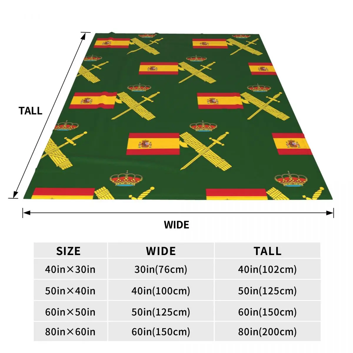 Spain Flag Plus Emblem Civil Guard Blanket Soft Warm Flannel Throw Blanket Cover for Bed Travel Home Sofa