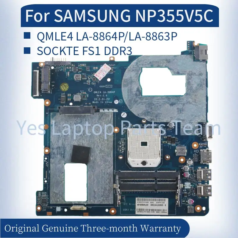 

QMLE4 LA-8864P LA-8863P For SAMSUNG NP355V5C NP355 355V5C Laptop Mainboard SOCKTE FS1 DDR3 Notebook Motherboard Tested