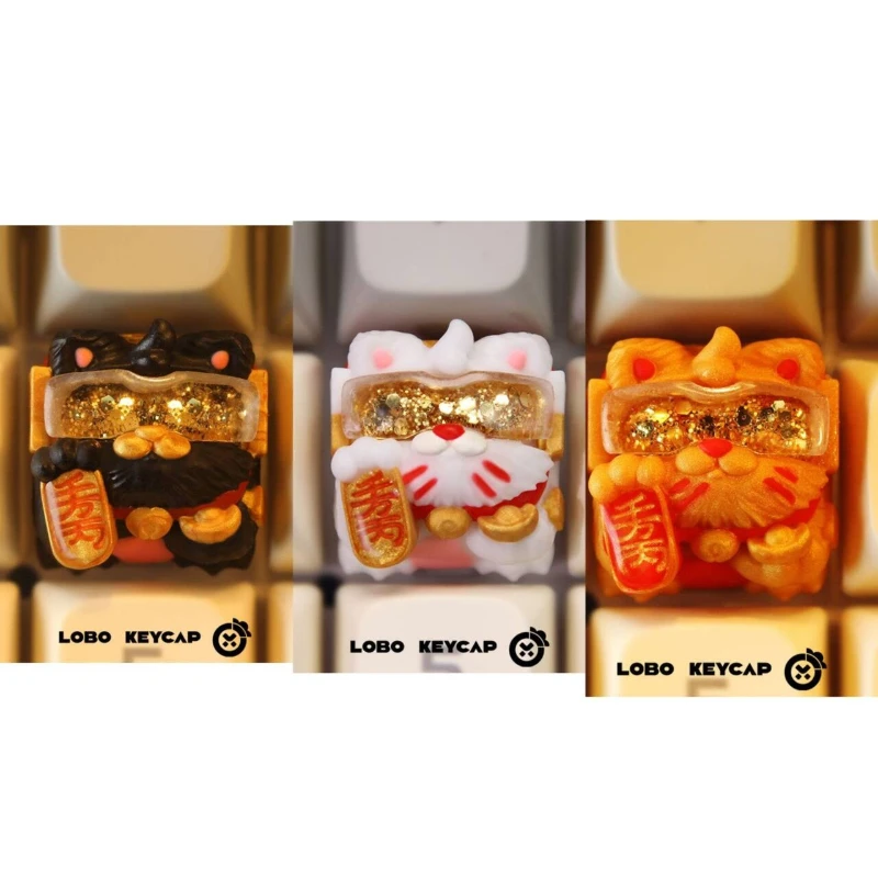 Lucky Cat ESC Key Cap Custom Single Mechanical Keycap Personality Cute Cartoon Anime Point Keycap Original Design Resin Key Caps