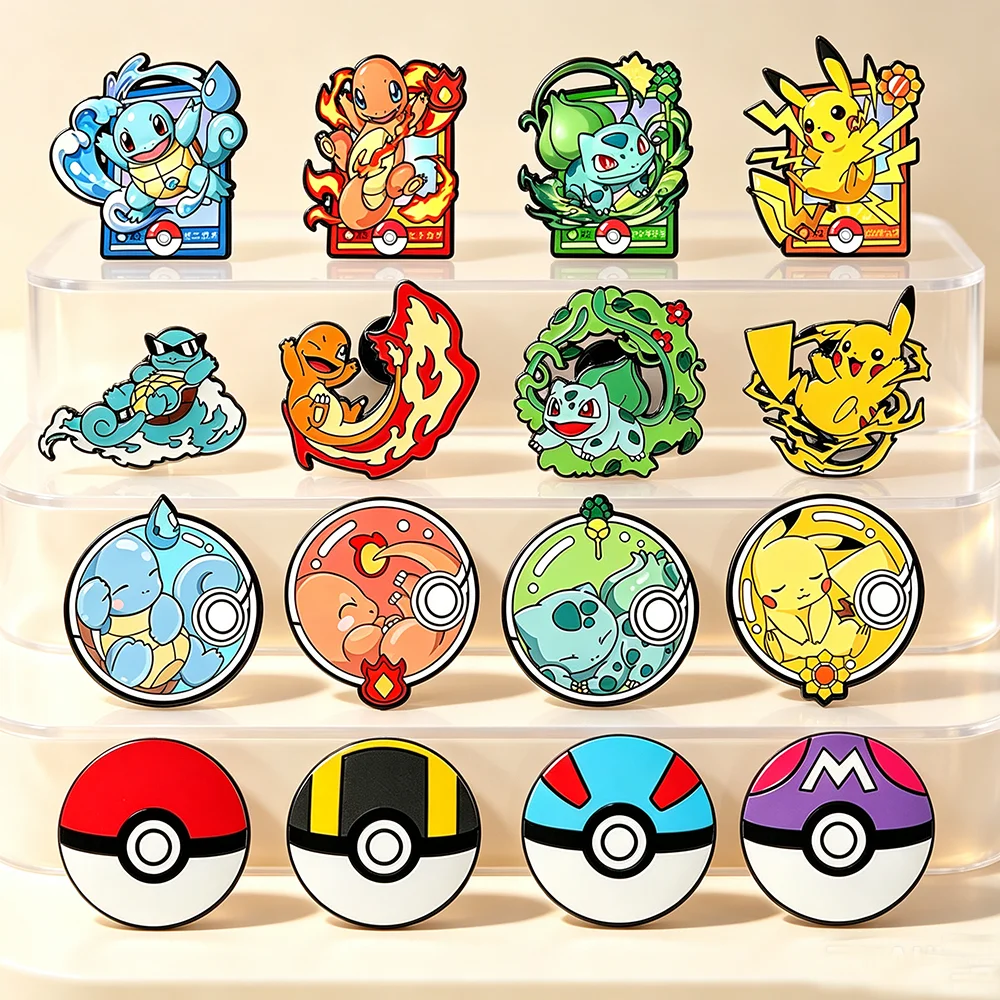 Anime Cosplay Pokemon - เข็มกลัดโลหะลายโปเกมอนน่ารัก 8 ชิ้น ตัวละครอนิเมะ พิคาชู ชาร์แมนเดอร์