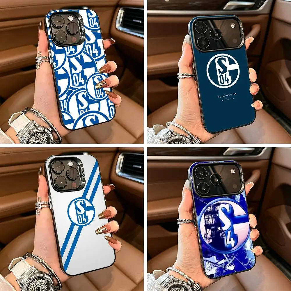 

Classic S-Schalke 0 4 P-Pattern For iPhone 17 16 15 14 13 12 11 Pro Max XS 17 Air Silicone Colored Silver Bumper Cover