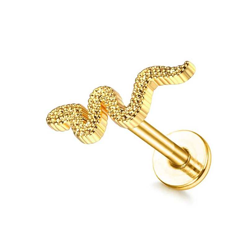 Drperfect 16G Knorpel-Ohrstecker für Damen, Edelstahl, flache Rückseite, Schmetterling, Mond, Blume, Helix, Tragus, Piercing-Schmuck