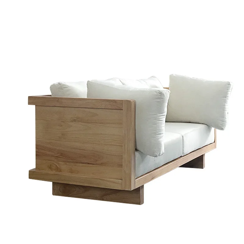 

Nordic Solid Wood Single Double Triple Sofa Chair Combination Homestay Style Furniture Log Sofa Dual-purpose