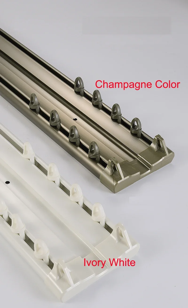 fy-Luxurious Double Rails Straight Curtain Track Set Thick Nano Silent Curtain Rod Accessories for Ceiling Installation