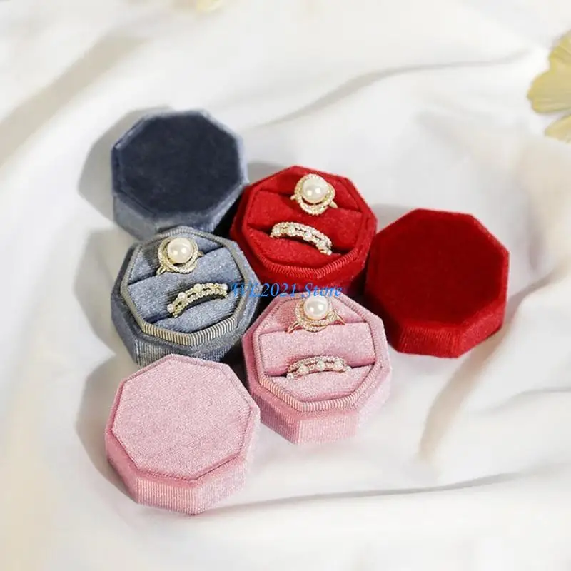 

G5GC Jewelry Box Wedding Rings Box Couple Rings Box Flannel Material for Jewelry