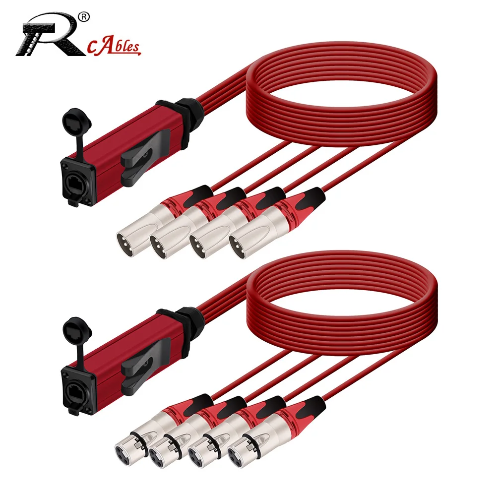 

RJ45 CAT5 with Shielded to 4 Channel 3Pin XLR Male/Female Multi Network Receiver Converter Audio Extension Cable for Speaker