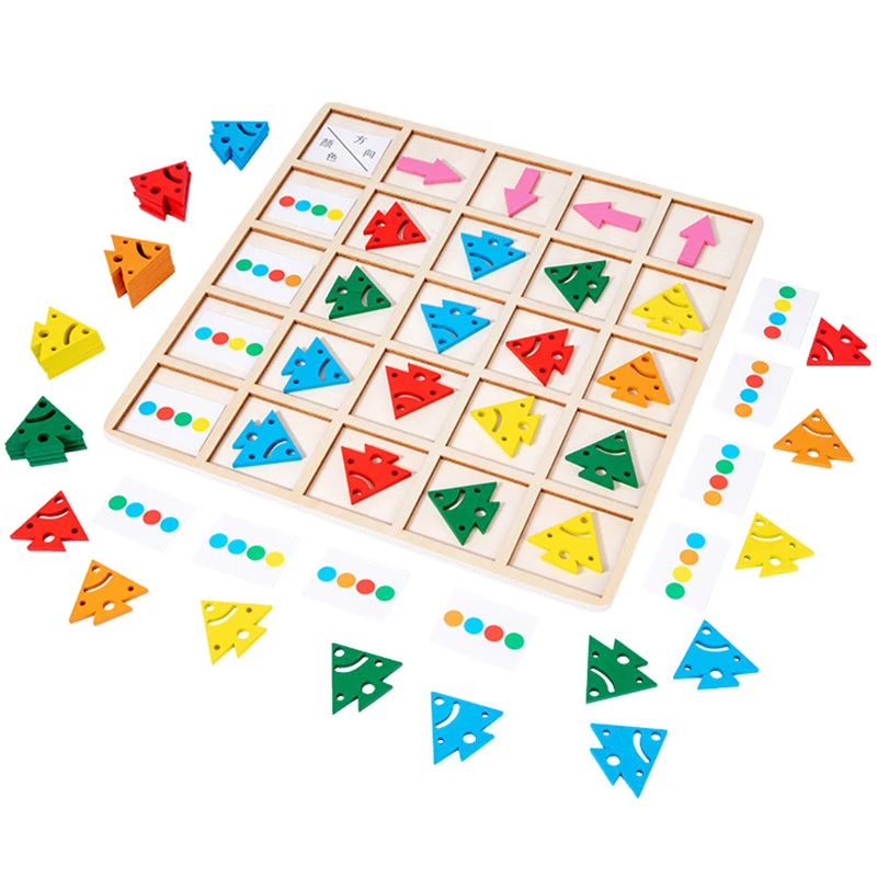 

New Kids Wooden Toys Baby Montessori Sensory Board Education Toys Learning Color Direction Arrow Matching Games Logic Thinking