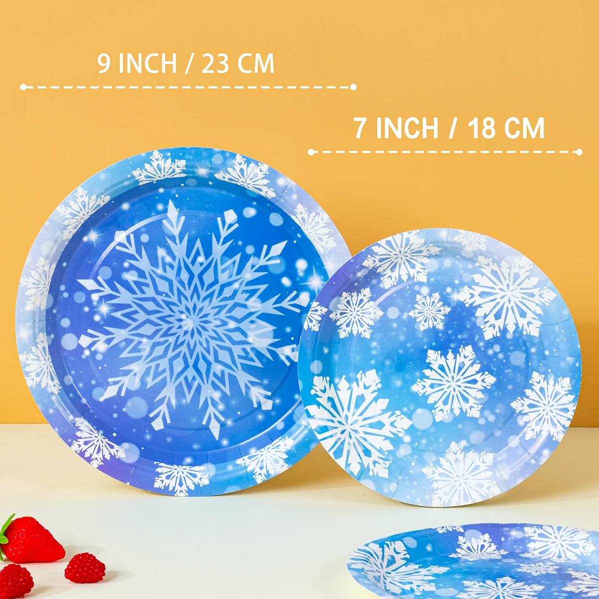 10/25/50pcs Frozen Themed Snowflake Print Disposable Paper Plates, Holiday Party Tableware Decor view 3