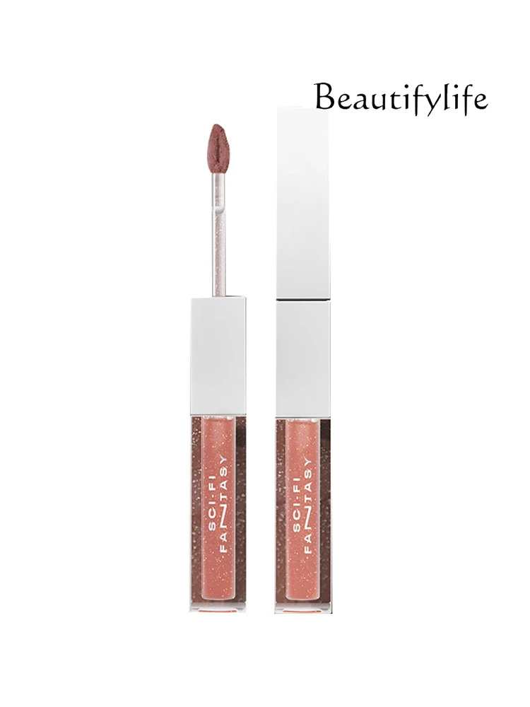 Double head lip glaze lipstick lasting whitening small silver bar European and American water light mirror lip gloss