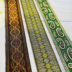 10 yards/lot Ethnic style webbing Woven Jacquard Ribbon classical Green Flowers for Garment Accessories LS-2189 Width 5 CM
