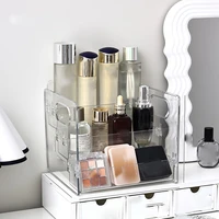 Organisateur de cosmétiques de bureau, panier de rangement incliné Transparent en acrylique pour maquillage, rouge à lèvres, parfum, masque Facial et autres, 1 pièce 4