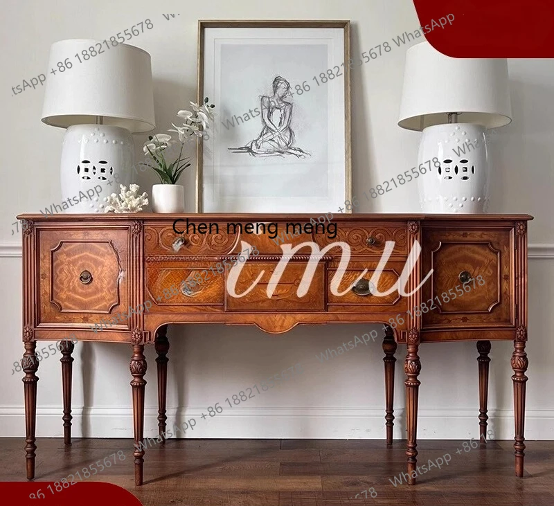 

Medieval solid wood porch cabinet, living room aisle partition cabinet, French retro locker