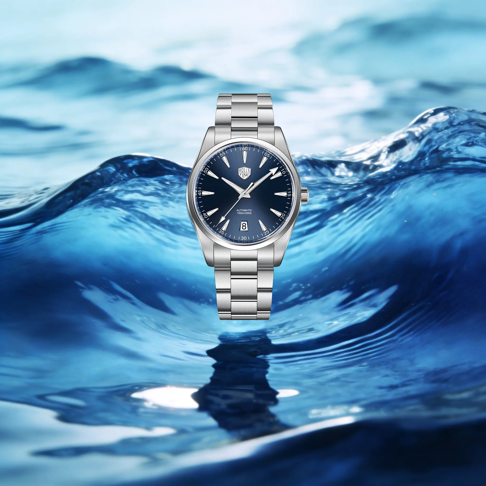 

ROLLSTIMI Premium Luxury Formal Men Mechanical Watch Minimalist Business Stainless Steel Sapphire Luminous Calendar Diving Watch