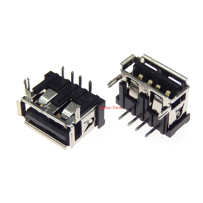 10Pcs Type A USB 2.0  female socket AF10.0mm  180 ° vertical focus 4pin With/without frame white Black in-line patch Horizontal