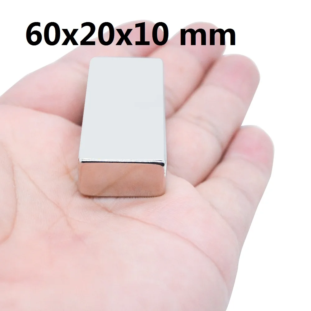 1-50Pcs 60x20x10 Neodymium Magnet 60mm x 20mm x 10mm N35 NdFeB Block Super Powerful Strong Permanent Magnetic imanes  new magnet