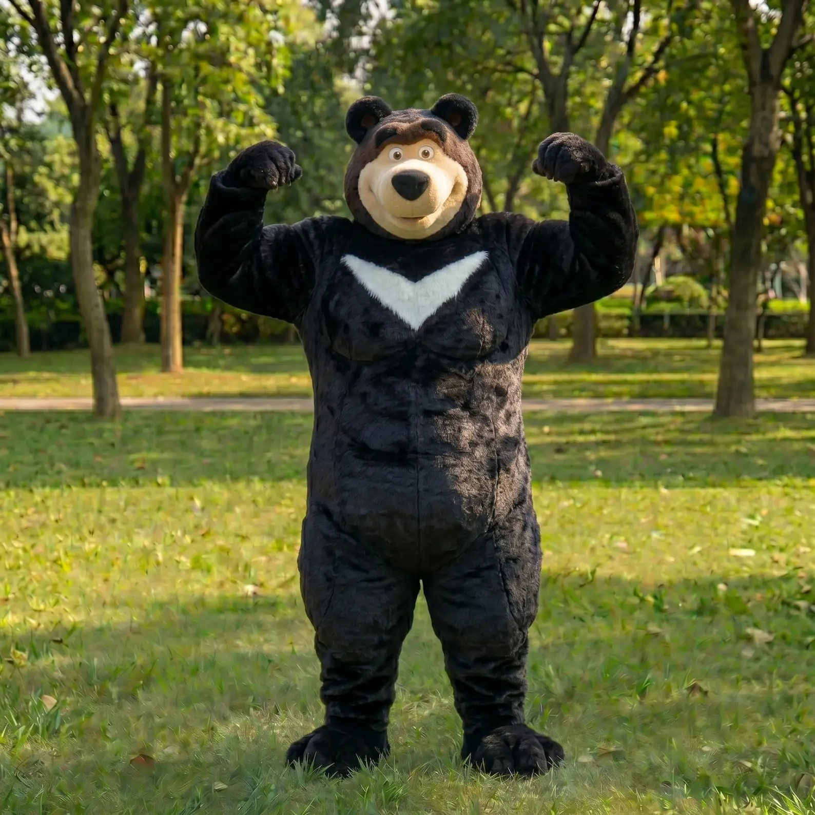 

Adult Black Furry Bear Mascot Costume Fursuit Outfit Professional Character Suit Birthday Party Events Advertising