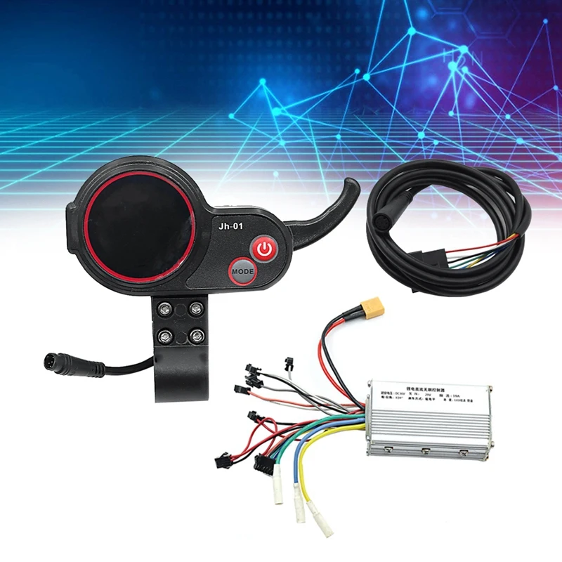 JH-01 Black Meter Dashboard LCD Display 6PIN+36V 19A Brushless Controller Without Hall For Electric Scooter E Bike Accessories